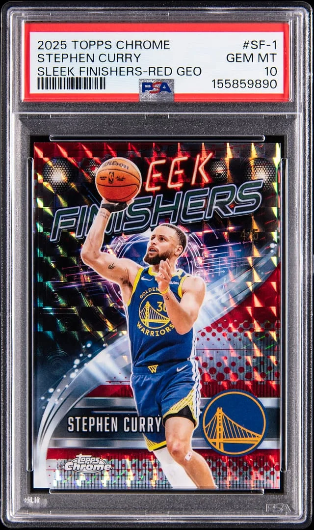 2025-26 Topps Chrome Stephen Curry Sleek Finishers Red Geometric #SF-1 card image