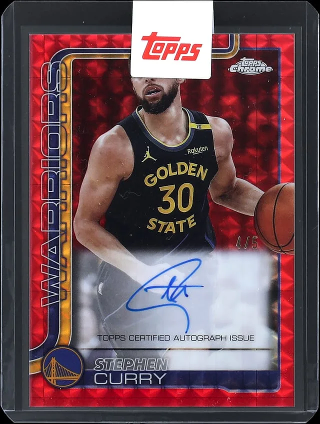 2025-26 Topps Chrome Stephen Curry Autographs Red Geometric Refractor #TCA-SC card image