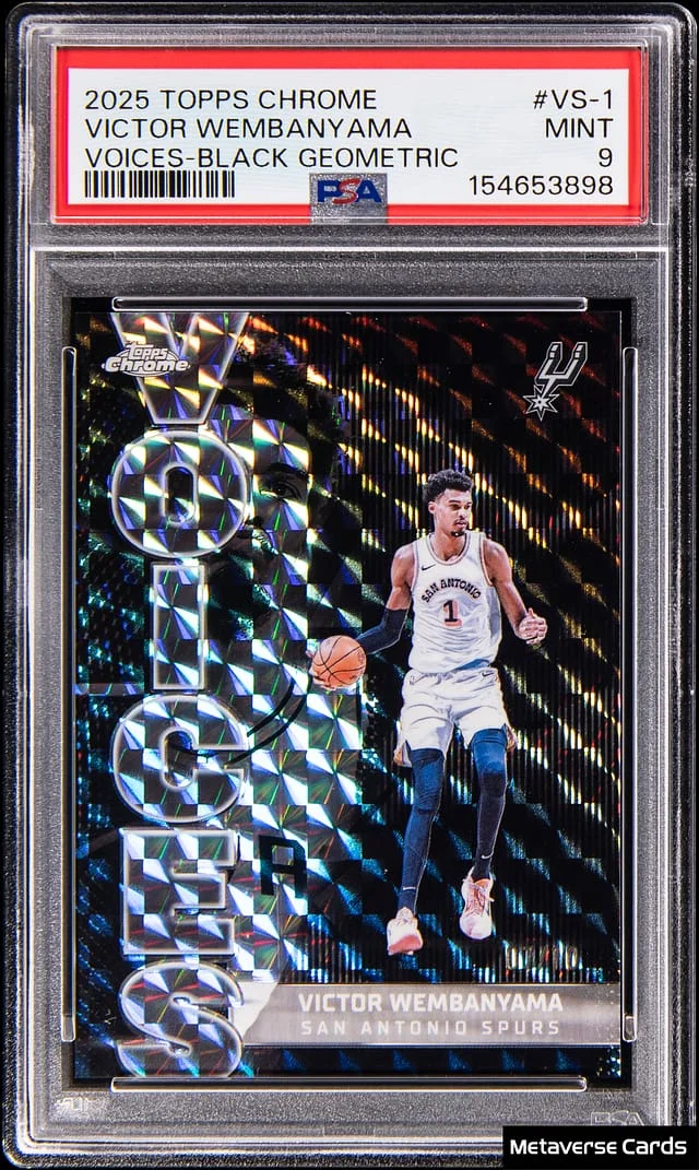 2025-26 Topps Chrome Victor Wembanyama Voices Black Geometric Refractor #VS-1 card image