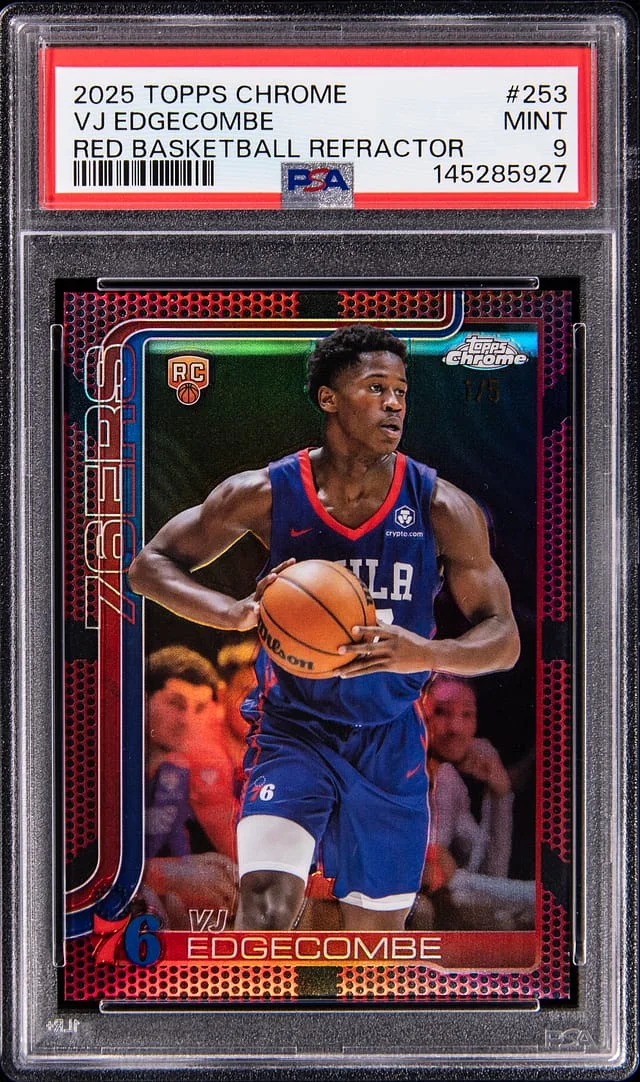 2025-26 Topps Chrome VJ Edgecombe Red Basketball Refractor #253 card image