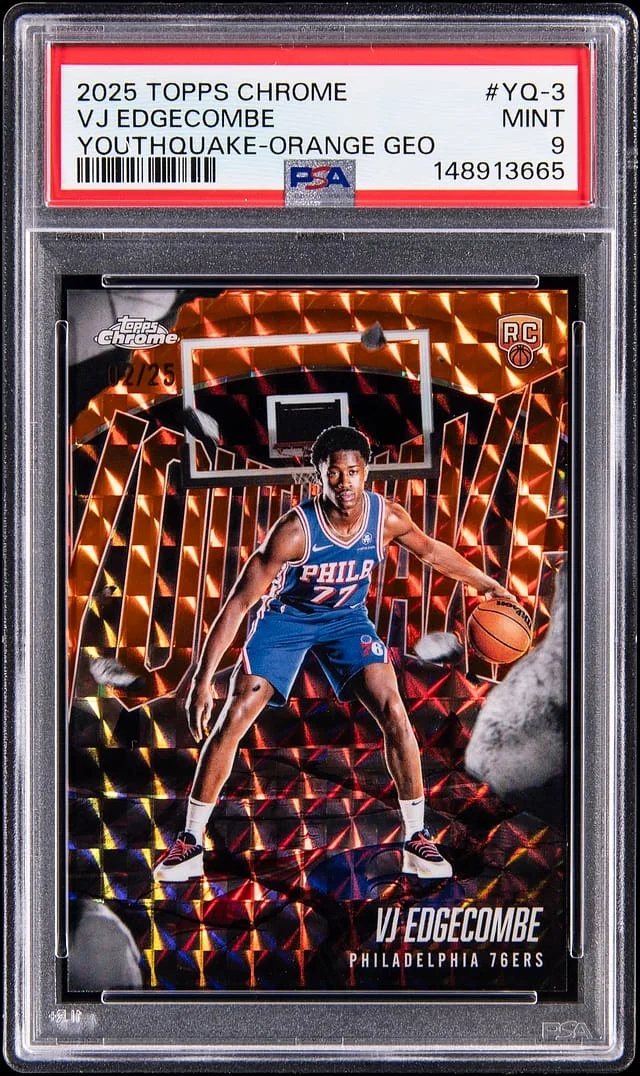 2025-26 Topps Chrome VJ Edgecombe Youthquake Orange Geometric Refractor #YQ-3 card image
