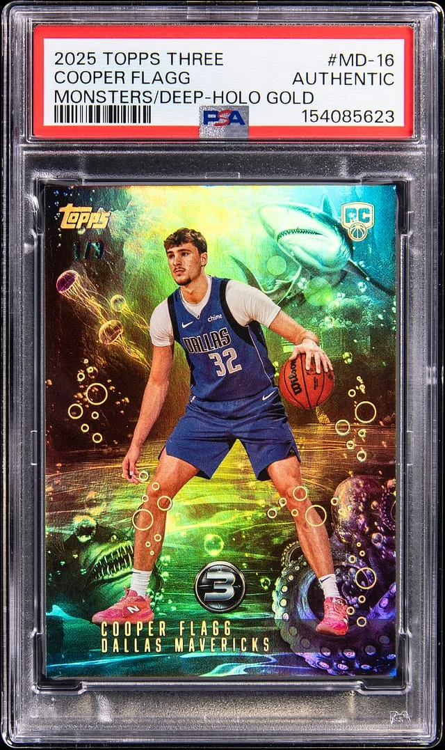 2025-26 Topps Cooper Flagg 3 Monsters of the Deep Holo Gold #MD-16 card image
