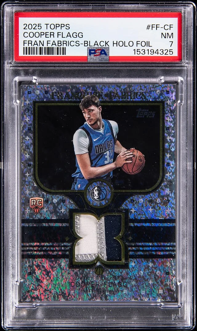 2025-26 Topps Cooper Flagg Patch - College Jersey Number Franchise Fabrics Black Holo Foil #FF-CF card image