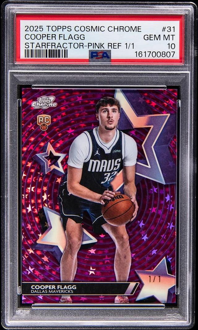 2025-26 Topps Cooper Flagg Cosmic Chrome StarFractor Pink Refractor #SF-31 card image