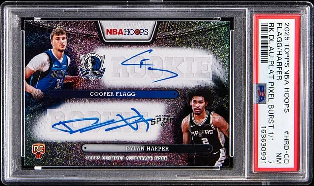 2025-26 Topps Cooper Flagg/Dylan Harper NBA Hoops Dual Autographs Platinum Pixel Burst #HRD-CD card image