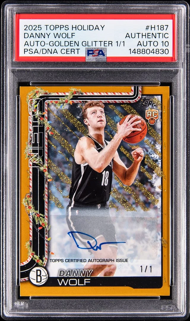 2025-26 Topps Danny Wolf Holiday Autograph-Golden Glitter 1/1 #H187 card image