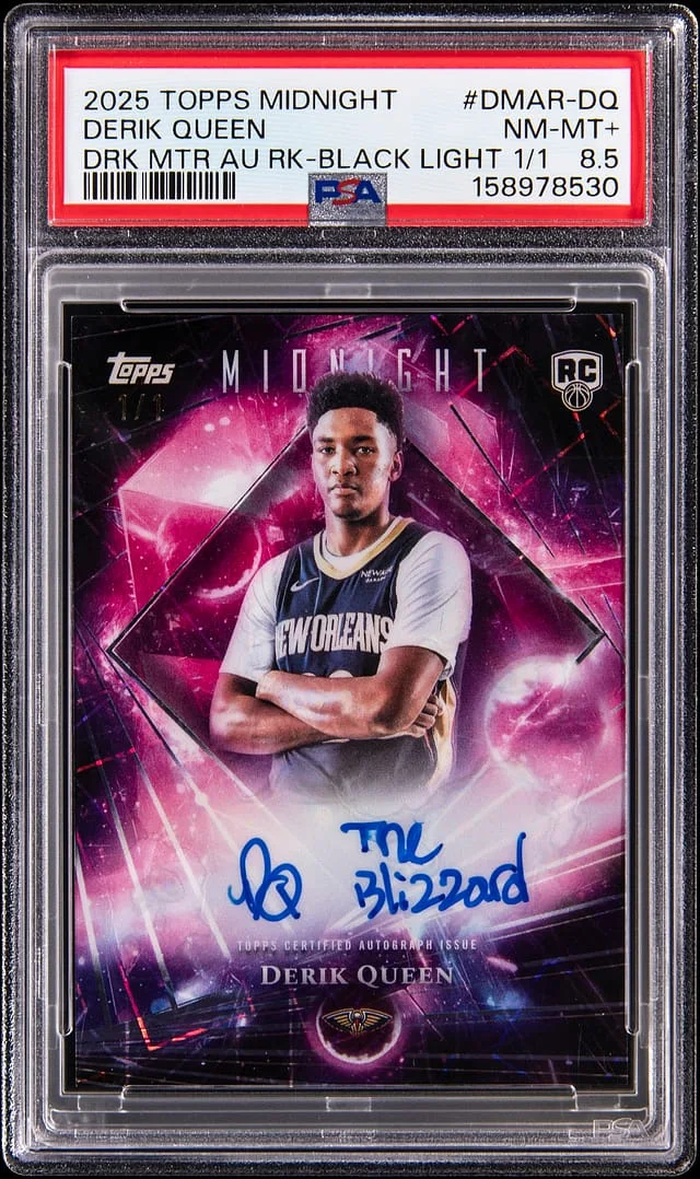 2025-26 Topps Derik Queen Midnight Dark Matter Autographs Black Light #DMAR-DQ card image