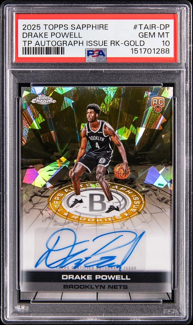 2025-26 Topps Drake Powell Sapphire Autograph Issue Gold #TAIR-DP card image
