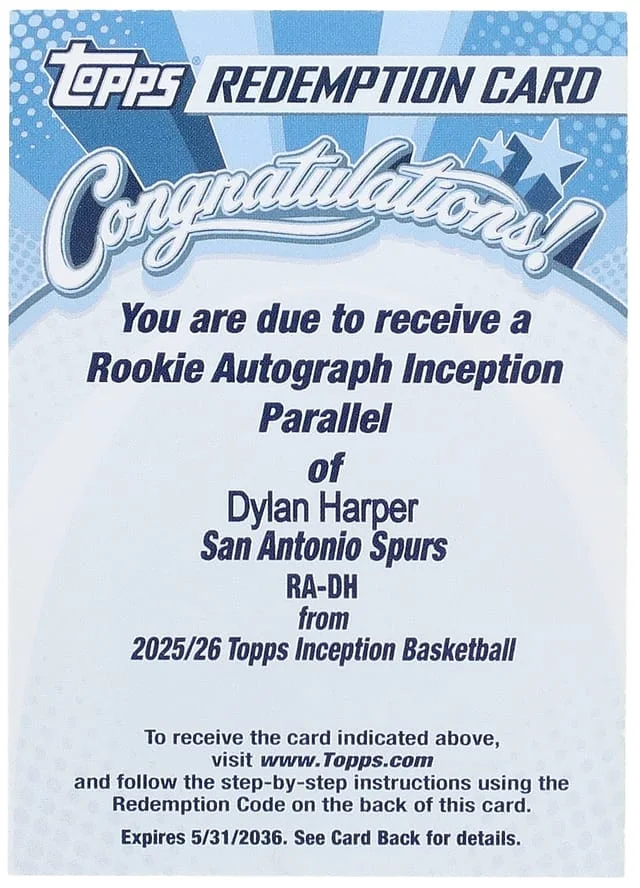 2025-26 Topps Dylan Harper Inception Autograph Inception #RA-DH card image