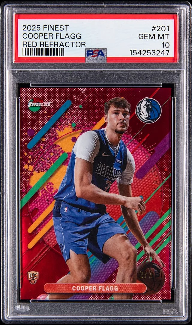 2025-26 Topps Finest Cooper Flagg Red Geometric Refractor, Rare #201 card image