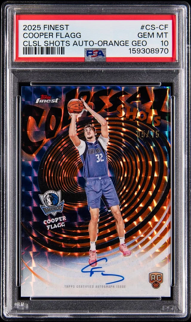 2025-26 Topps Finest Cooper Flagg Colossal Shots Autograph Orange Geometric Refractor #CS-CF card image