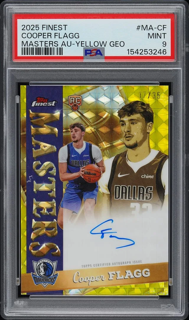 2025-26 Topps Finest Cooper Flagg Masters Autographs Yellow Geometric Refractor #MA-CF card image
