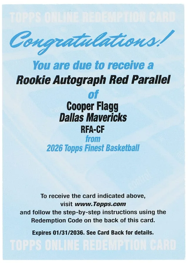 2025-26 Topps Finest Cooper Flagg Autograph Red #RFA-CF card image