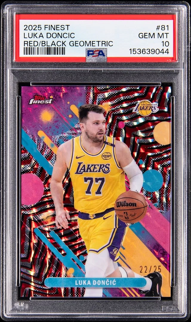 2025-26 Topps Finest Luka Doncic Red Black Geometric Refractor #81 card image