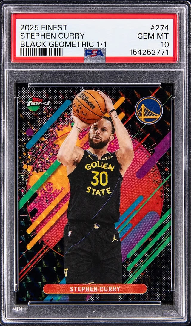 2025-26 Topps Finest Stephen Curry Black Geometric Refractor, Rare #274 card image