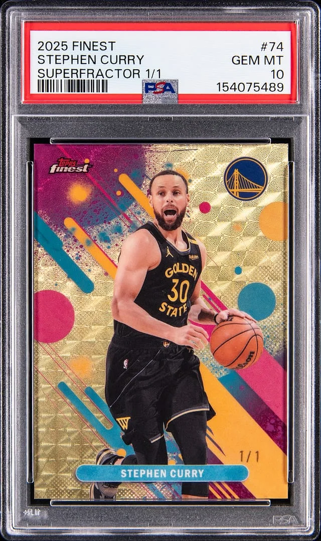2025-26 Topps Finest Stephen Curry, Common Tier SuperFractor #74 card image