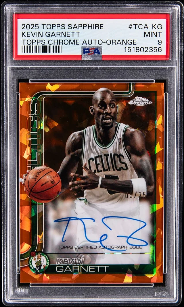 2025-26 Topps Kevin Garnett Sapphire Topps Chrome Auto-Orange #TCA-KG card image
