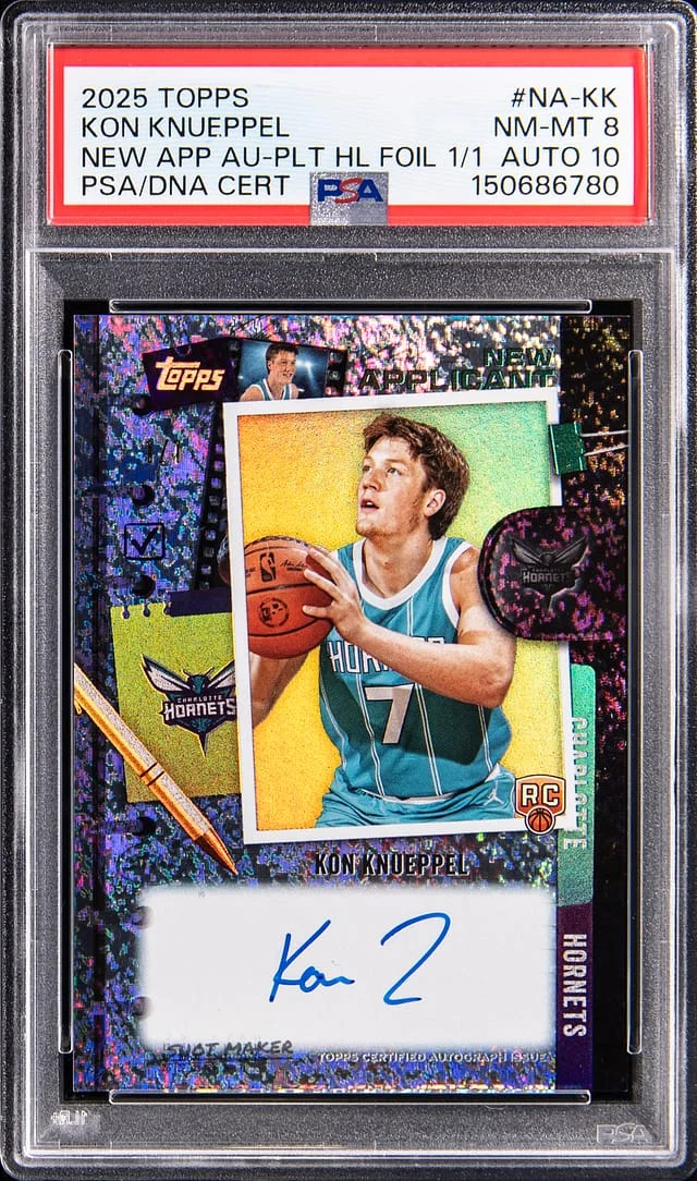 2025-26 Topps Kon Knueppel New Applicant Autographs Platinum Holo Foil #NA-KK card image