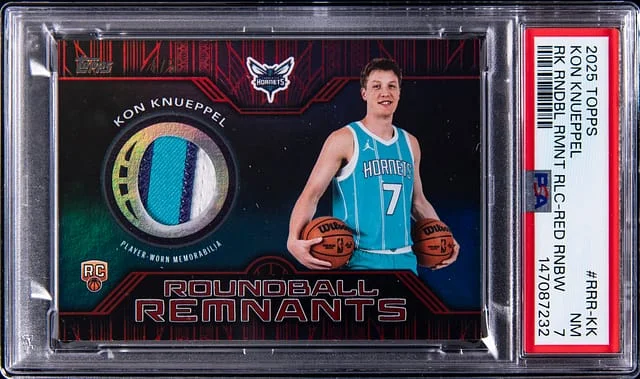 2025-26 Topps Kon Knueppel Roundball Remnants Relic Red Rainbow #RRR-KK card image