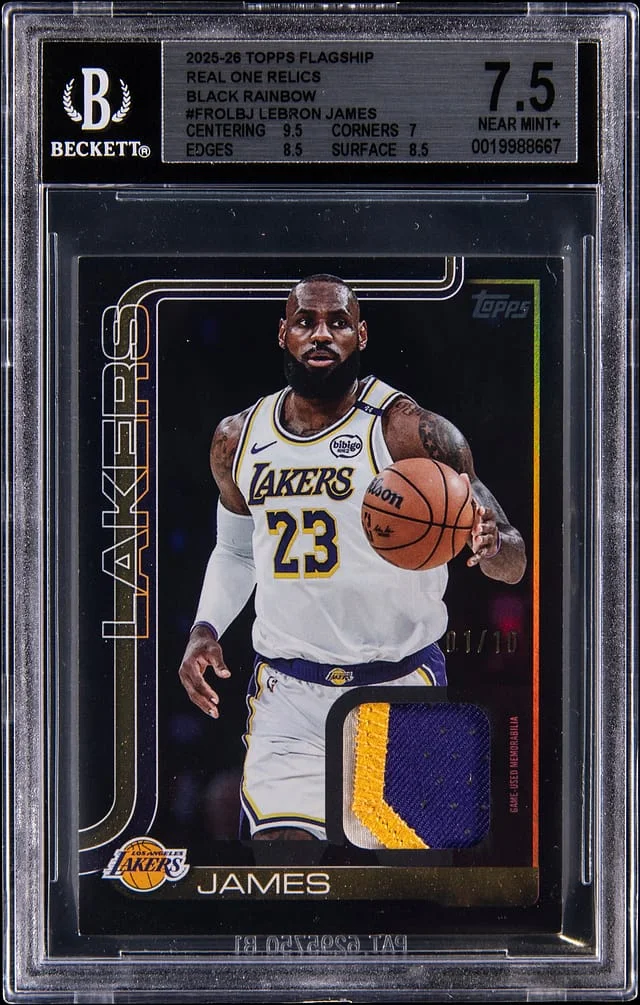 2025-26 Topps LeBron James Flagship Real One Relics Black Rainbow #FRO-LBJ card image