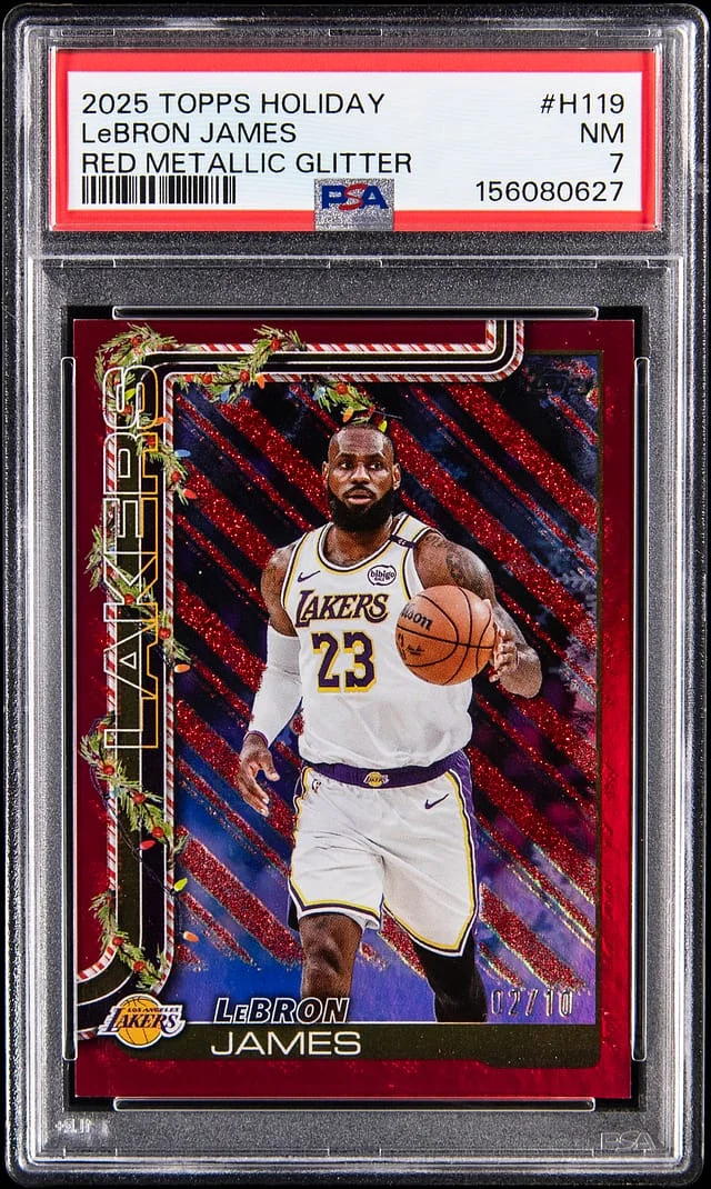 2025-26 Topps LeBron James Holiday Red Metallic Glitter #H119 card image