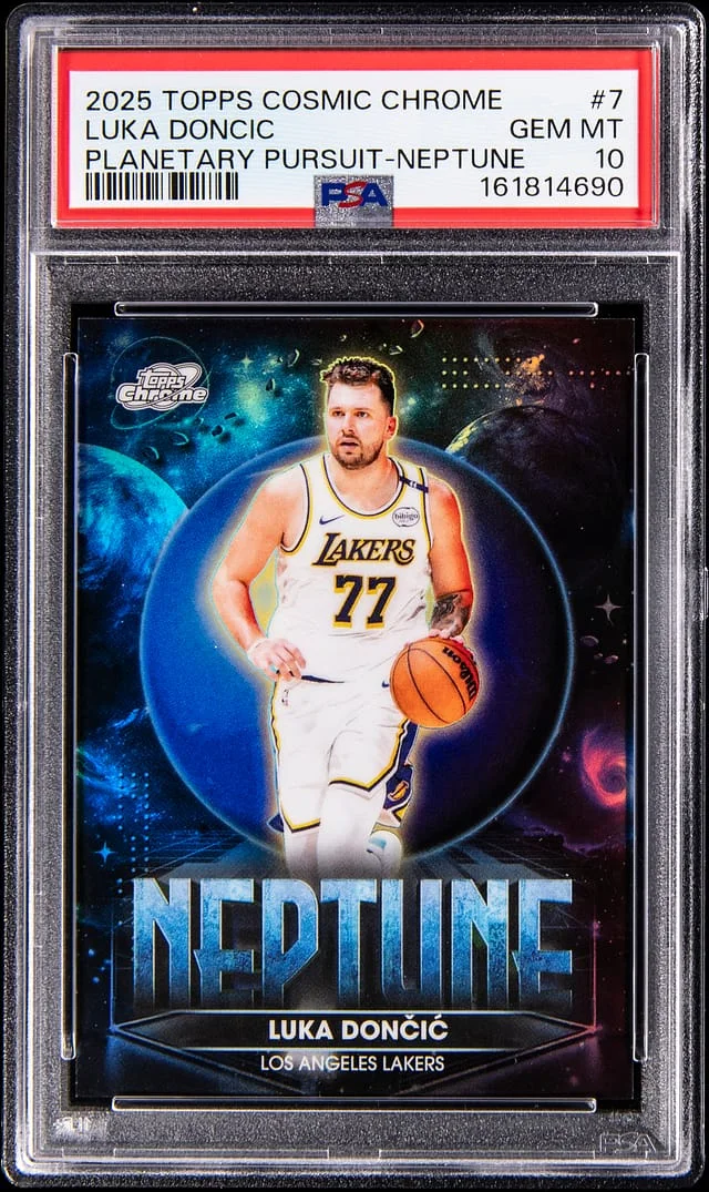 2025-26 Topps Luka Doncic Cosmic Chrome Planetary Pursuit Neptune #PPN-7 card image