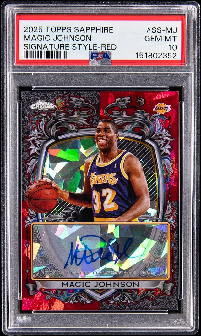 2025-26 Topps Magic Johnson Sapphire Signatures Style Red #SS-MJ card image