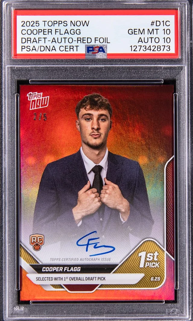 2025-26 Topps Now Cooper Flagg Draft Autographed Red Foil #D1C card image