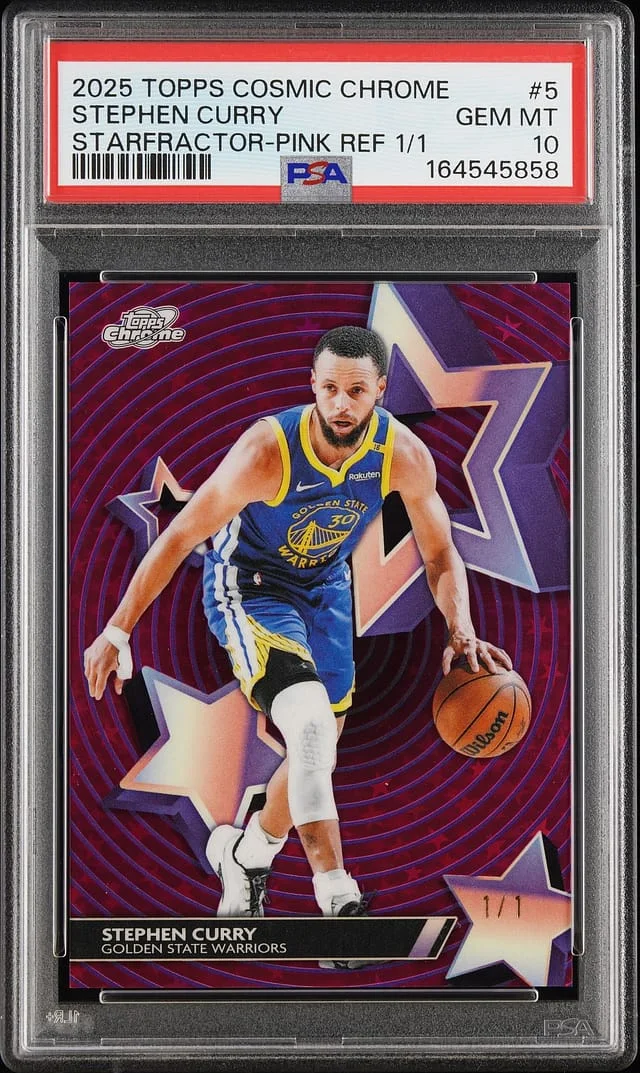 2025-26 Topps Stephen Curry Cosmic Chrome StarFractor Pink Refractor #SF-5 card image