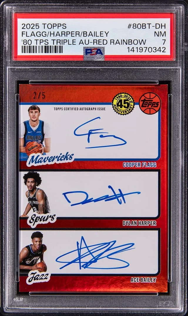 2025-26 Topps Topps Basketball Triple Autographs Red Rainbow #80BT-DH #1980-81 card image