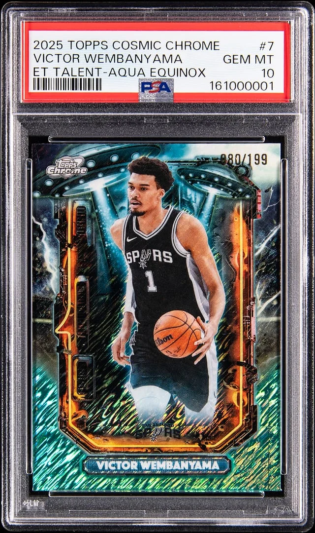 2025-26 Topps Victor Wembanyama Cosmic Chrome ET Talent Aqua Equinox #7 card image