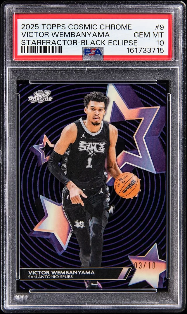 2025-26 Topps Victor Wembanyama Cosmic Chrome StarFractor Black Eclipse #9 card image