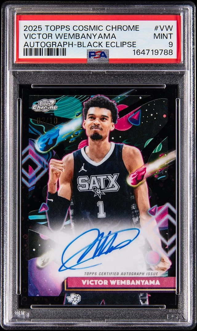 2025-26 Topps Victor Wembanyama Cosmic Chrome Autographs Black Eclipse Refractor #CCA-VW card image