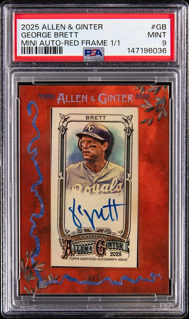 2025 Allen and Ginter Mini Autographs Red Frame George Brett #MA-GB card image