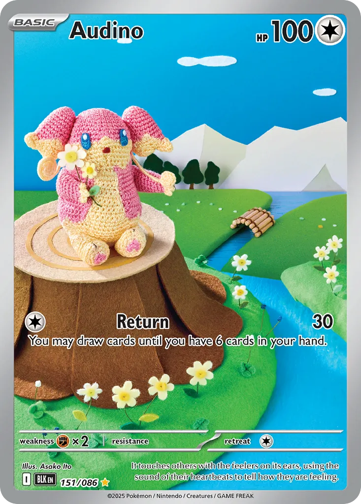 2025 Black Bolt Audino #151/86 Illustration Rare card image