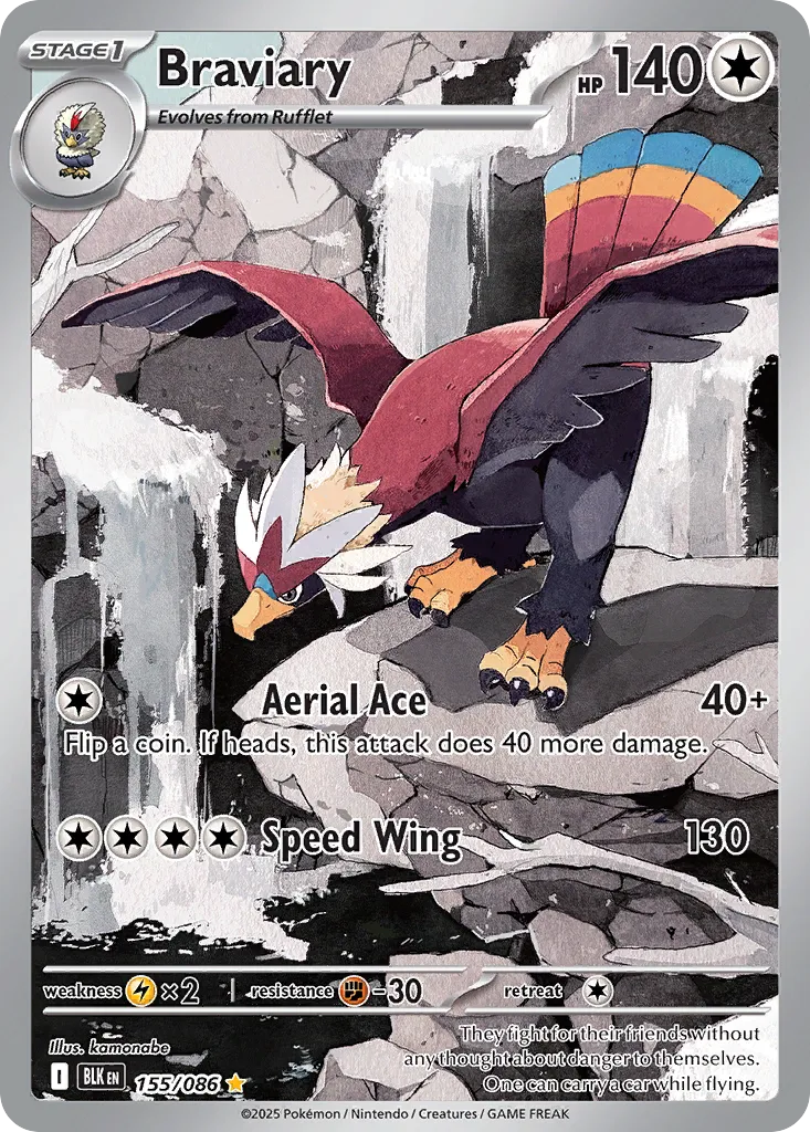 2025 Black Bolt Braviary Illustration Rare #155/86 Illustration Rare card image