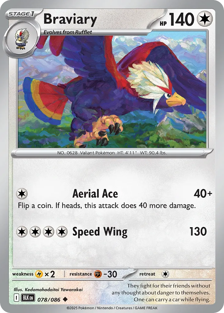 2025 Black Bolt Braviary Uncommon #78/86 Uncommon card image