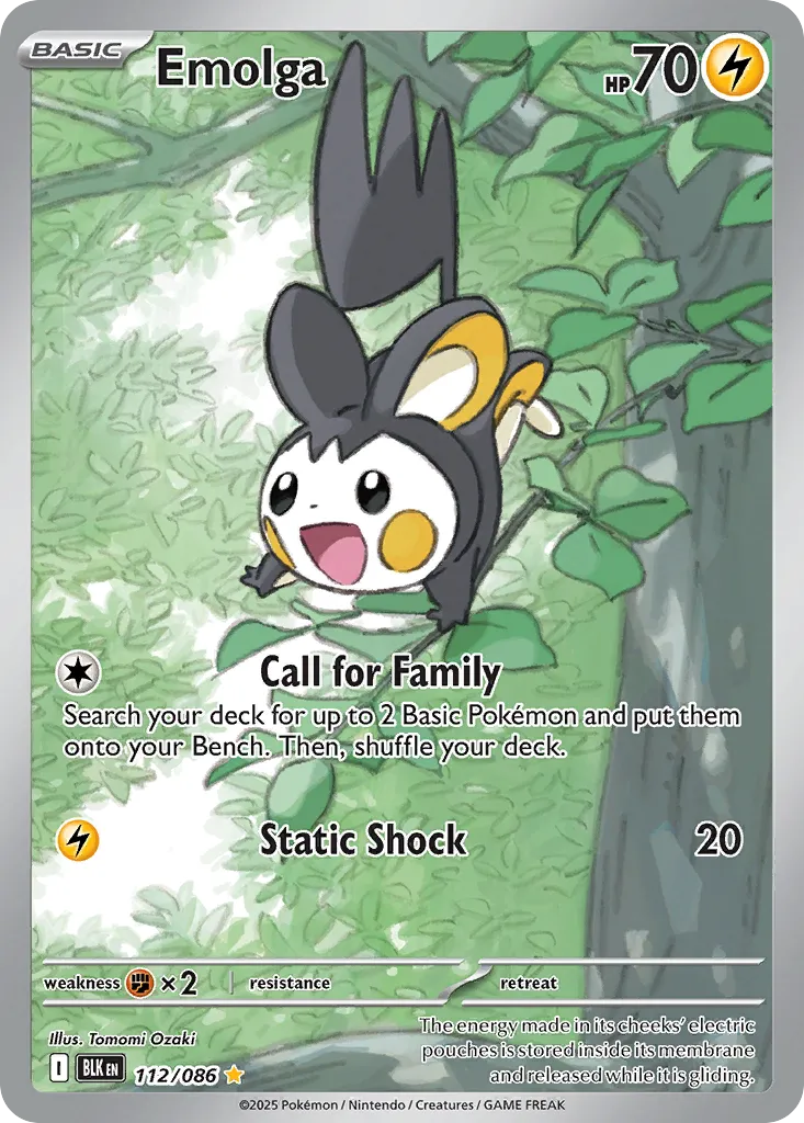 2025 Black Bolt Emolga #112/86 Illustration Rare card image