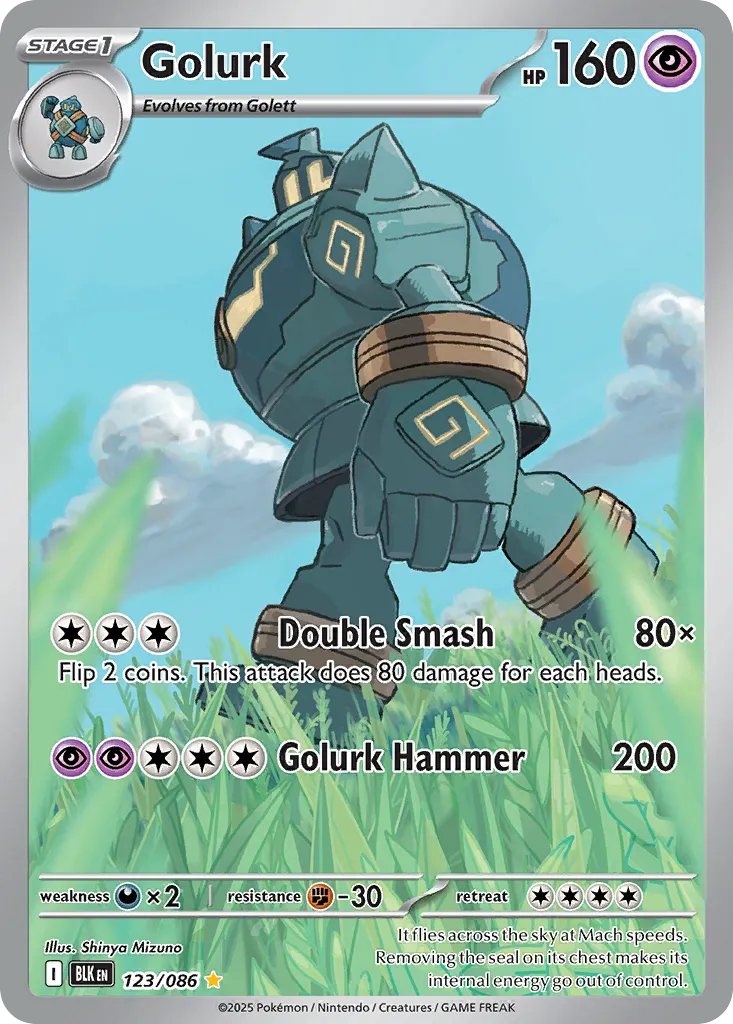 2025 Black Bolt Golurk #123/86 Illustration Rare card image
