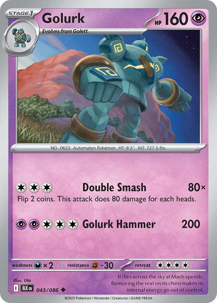 2025 Black Bolt Golurk Uncommon #43/86 Uncommon card image