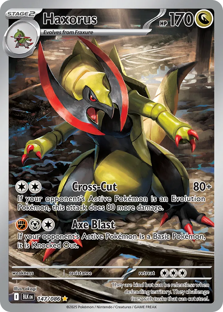 2025 Black Bolt Haxorus #147/86 Illustration Rare card image
