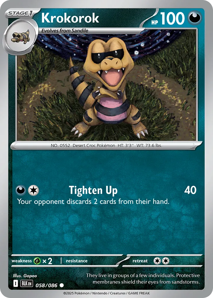2025 Black Bolt Krokorok Common #58/86 Common card image