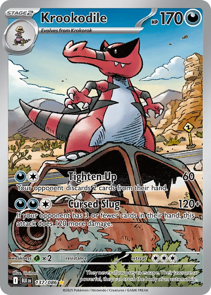 2025 Black Bolt Krookodile Illustration Rare #137/86 Illustration Rare card image