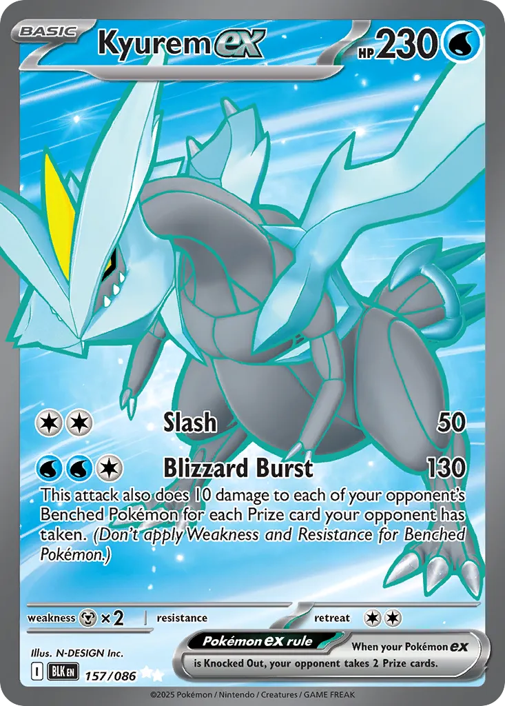 2025 Black Bolt Kyurem ex Ultra Rare #157/86 Ultra Rare card image