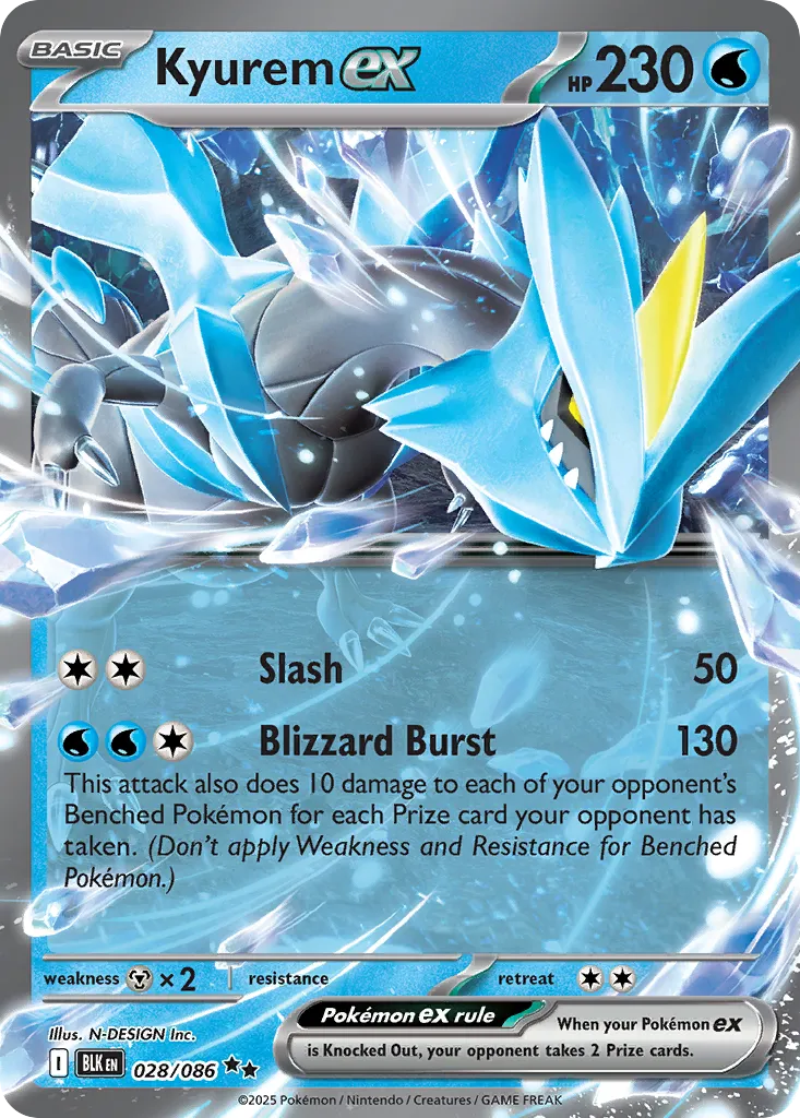 2025 Black Bolt Kyurem ex #28/86 Double Rare card image