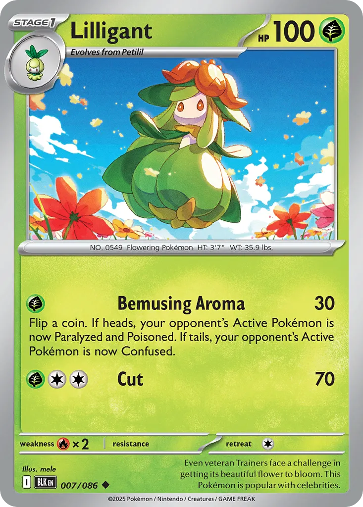2025 Black Bolt Lilligant Uncommon #07/86 Uncommon card image
