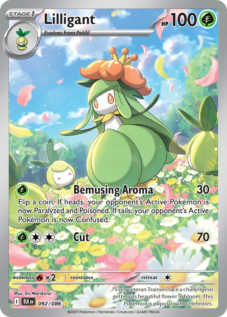 2025 Black Bolt Lilligant #92/86 Illustration Rare card image