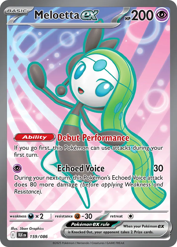 2025 Black Bolt Meloetta ex Ultra Rare #159/86 Ultra Rare card image