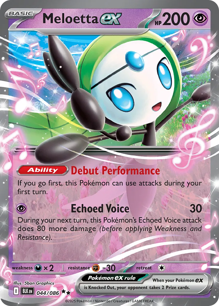 2025 Black Bolt Meloetta ex #44/86 Double Rare card image