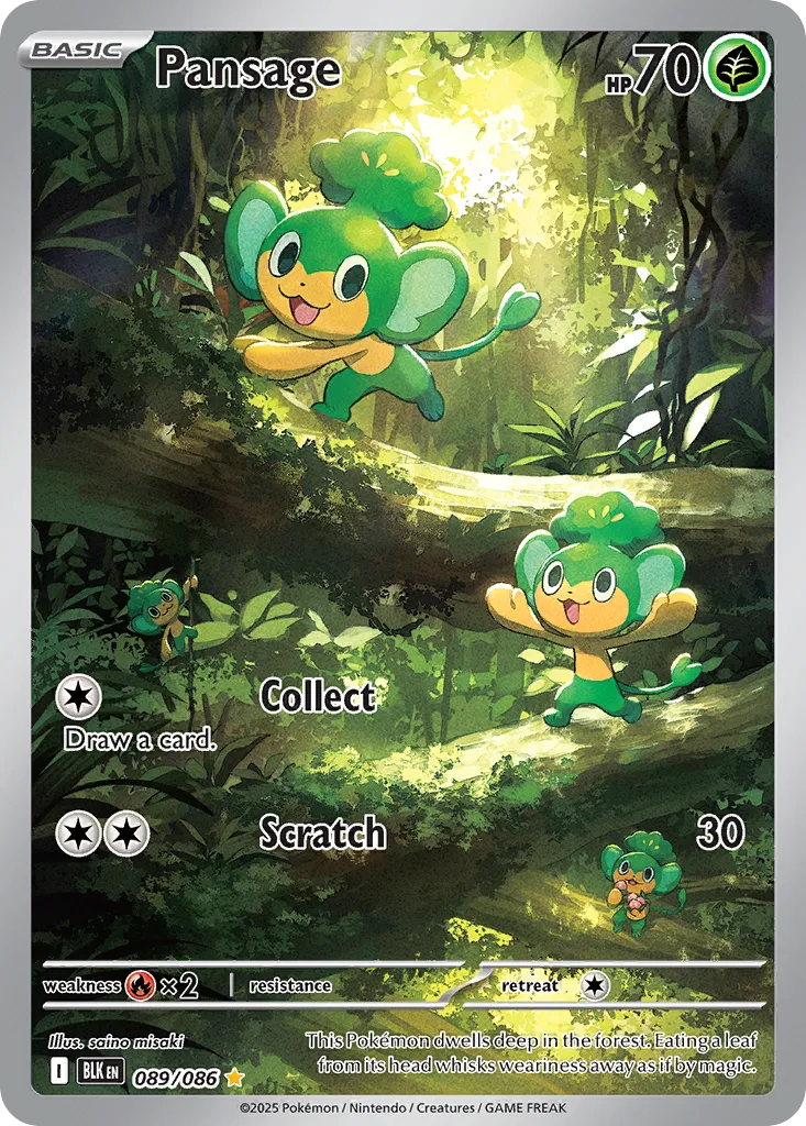 2025 Black Bolt Pansage Illustration Rare #89/86 Illustration Rare card image